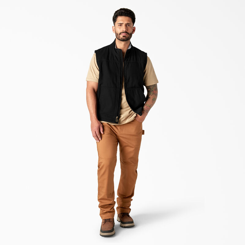 Dickies Duck Canvas High Pile Fleece Lined Vest Rinsed Black ID-SnliBHob