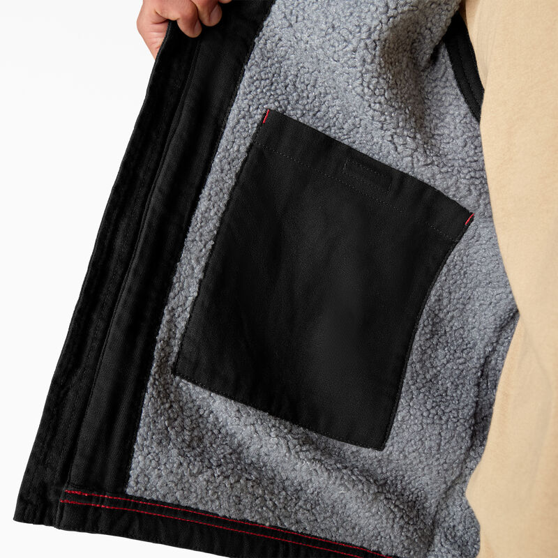 Dickies Duck Canvas High Pile Fleece Lined Vest Rinsed Black ID-SnliBHob