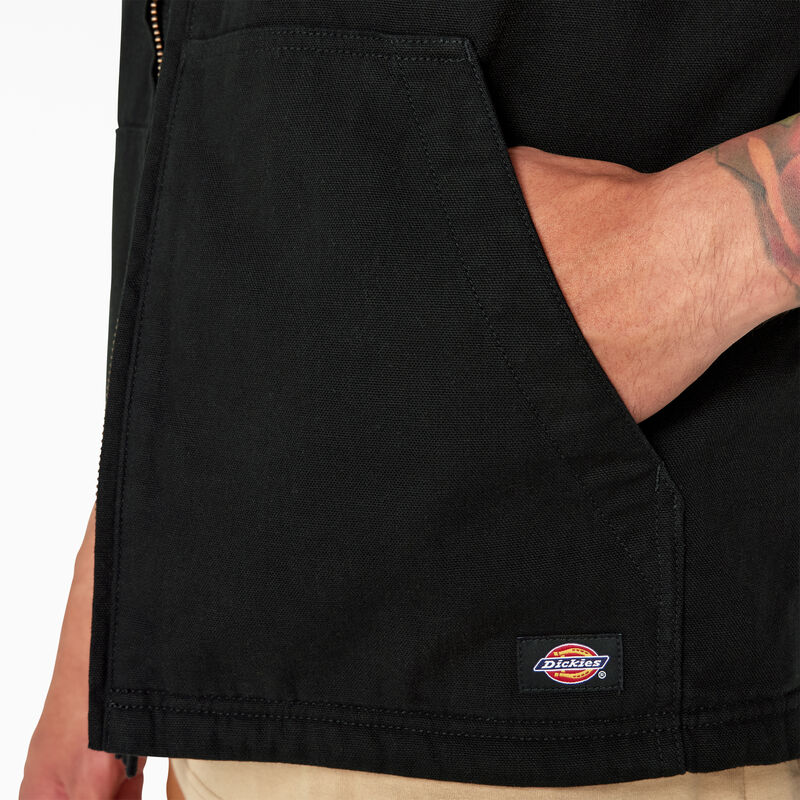 Dickies Duck Canvas High Pile Fleece Lined Vest Rinsed Black ID-SnliBHob