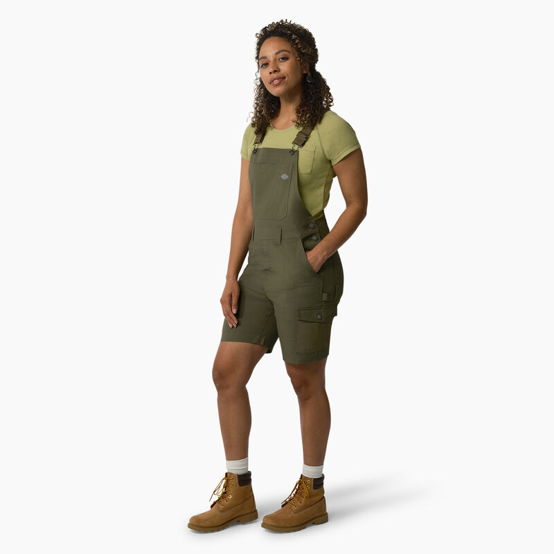 Dickies Cooling Ripstop Bib Shortalls Rinsed Military Green ID-T9ygD3Jb