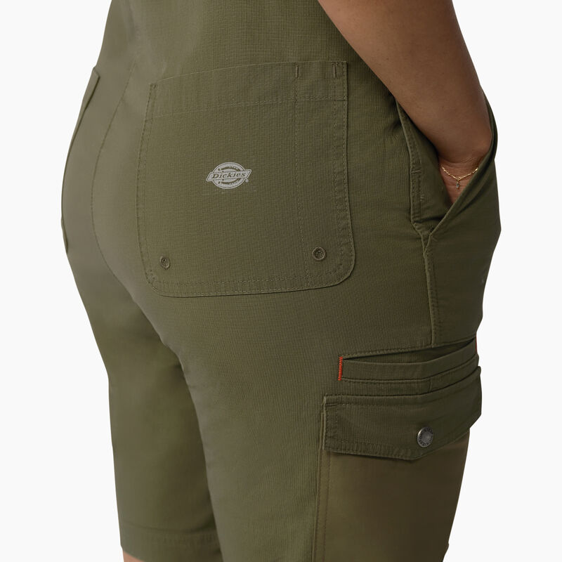 Dickies Cooling Ripstop Bib Shortalls Rinsed Military Green ID-T9ygD3Jb