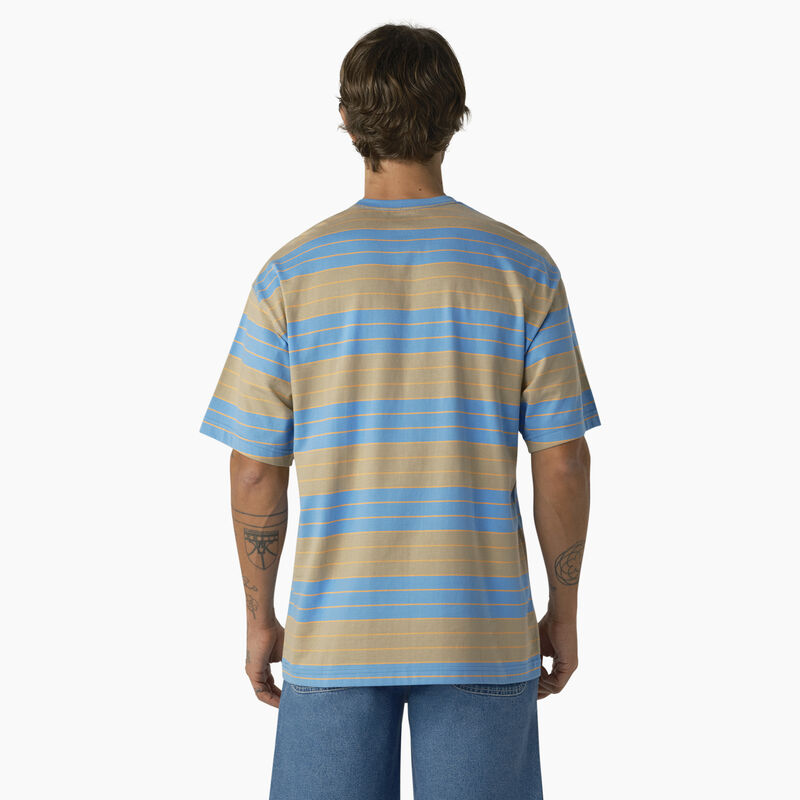 Dickies Relaxed Fit Striped Pocket T-Shirt Azure Blue/Desert Sand Stripe ID-TQIlMDYg