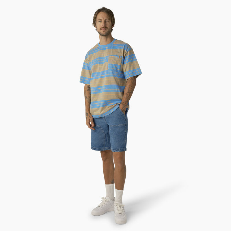 Dickies Relaxed Fit Striped Pocket T-Shirt Azure Blue/Desert Sand Stripe ID-TQIlMDYg