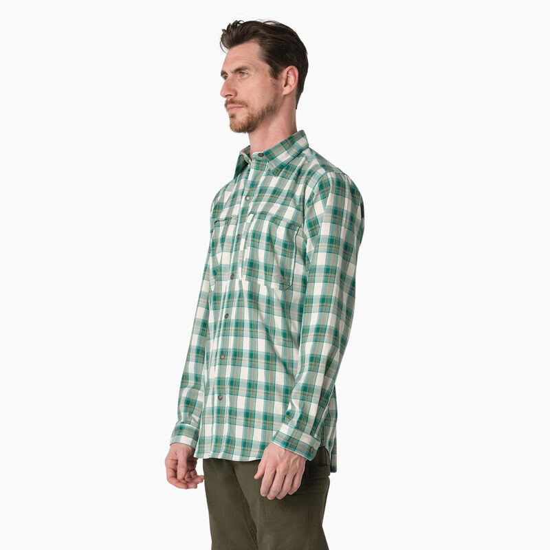 Dickies Cooling Long Sleeve Work Shirt Deep Lake/Moss Plaid ID-TUkY0mwH