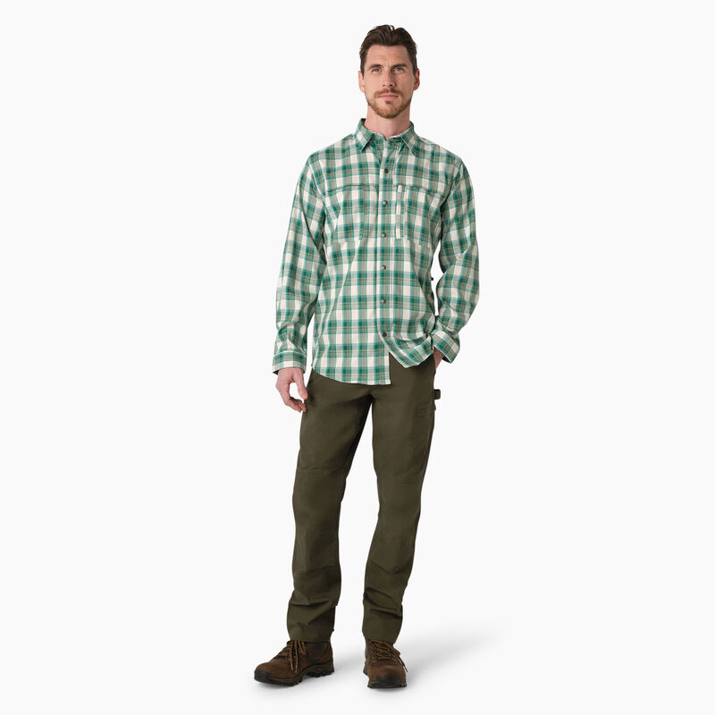 Dickies Cooling Long Sleeve Work Shirt Deep Lake/Moss Plaid ID-TUkY0mwH