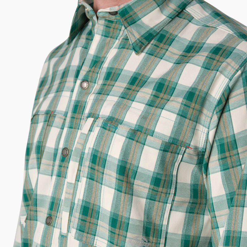 Dickies Cooling Long Sleeve Work Shirt Deep Lake/Moss Plaid ID-TUkY0mwH