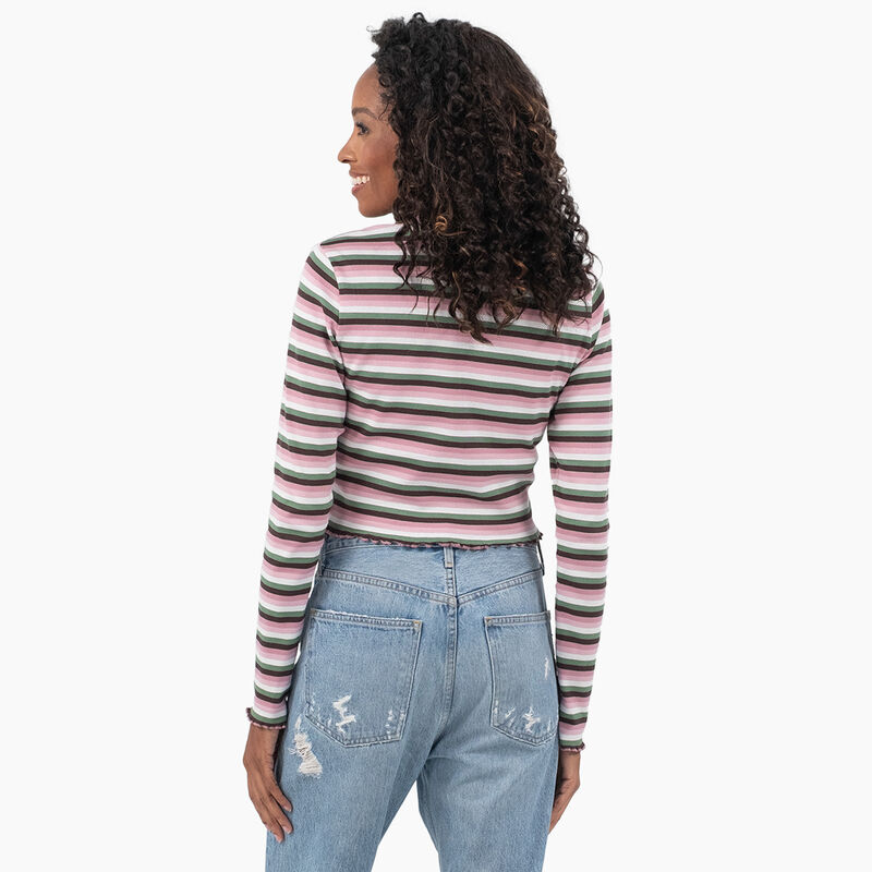 Dickies Striped Long Sleeve Cropped T-Shirt Green Fox Baby Stripe ID-TeaVLlh5