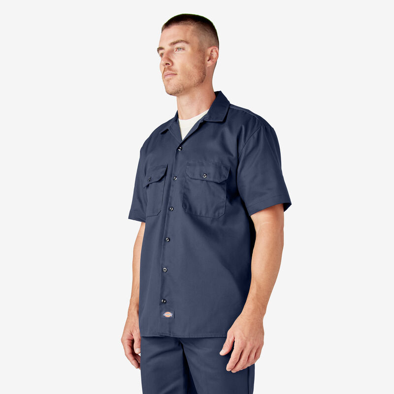Dickies Short Sleeve Work Shirt Navy Blue ID-TgXvv82Y