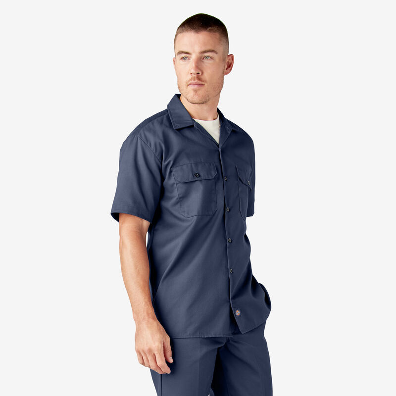 Dickies Short Sleeve Work Shirt Navy Blue ID-TgXvv82Y