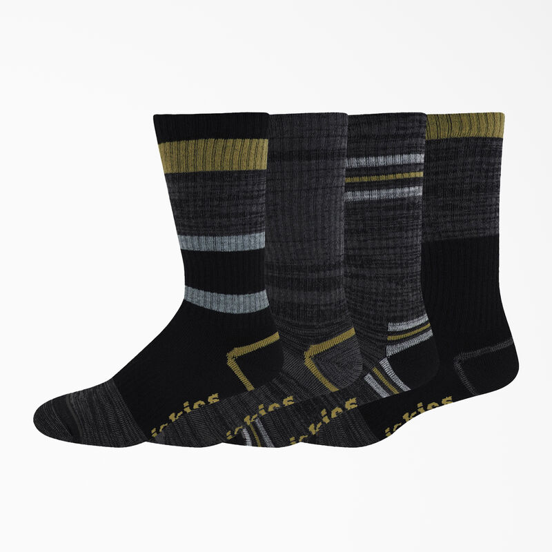 Dickies Striped Crew Socks, Size 6-12, 4-Pack Green Moss Stripe ID-ThXGCmsP