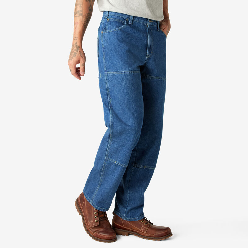 Dickies Relaxed Fit Double Knee Jeans Stonewashed Indigo Blue ID-To16RQVN