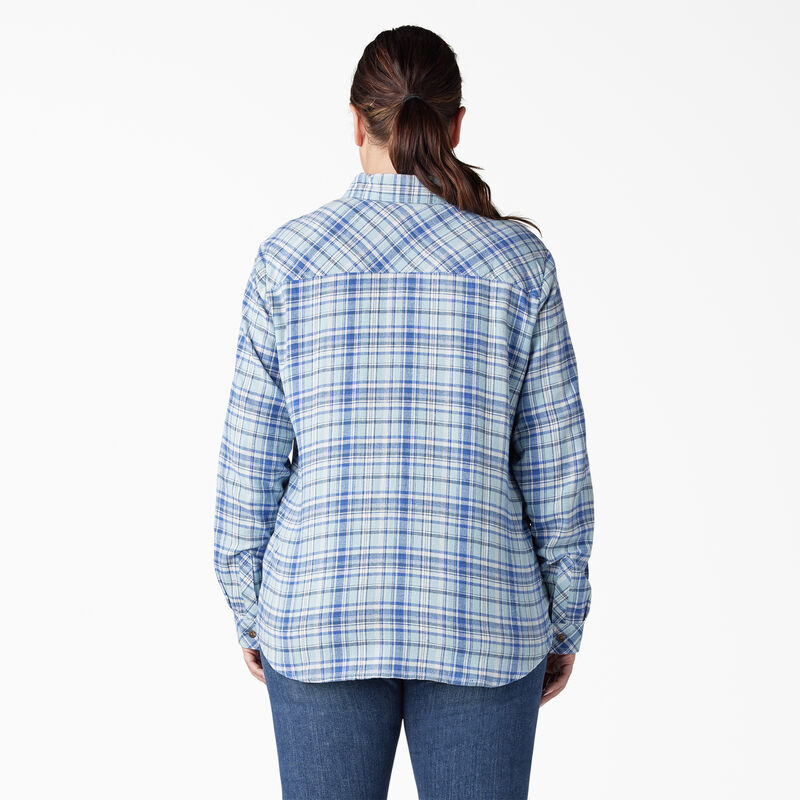 Dickies Plus Long Sleeve Plaid Flannel Shirt Clear Blue/Orchard Plaid ID-TtyDHPdr