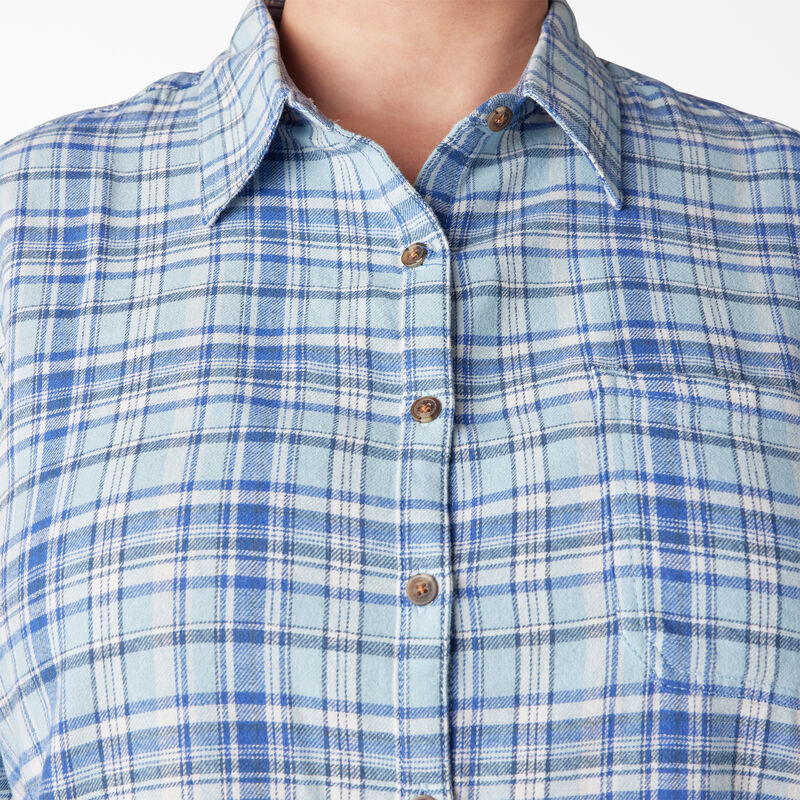 Dickies Plus Long Sleeve Plaid Flannel Shirt Clear Blue/Orchard Plaid ID-TtyDHPdr
