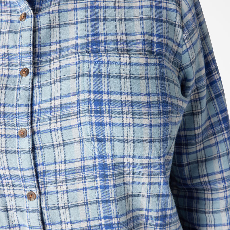Dickies Plus Long Sleeve Plaid Flannel Shirt Clear Blue/Orchard Plaid ID-TtyDHPdr