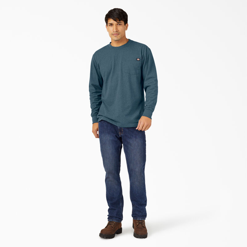 Dickies Heavyweight Heathered Long Sleeve Pocket T-Shirt Baltic Blue ID-U1wl1gol