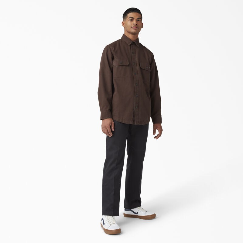 Dickies Long Sleeve Flannel-Lined Duck Shirt Chocolate Brown ID-UCu0qf9u