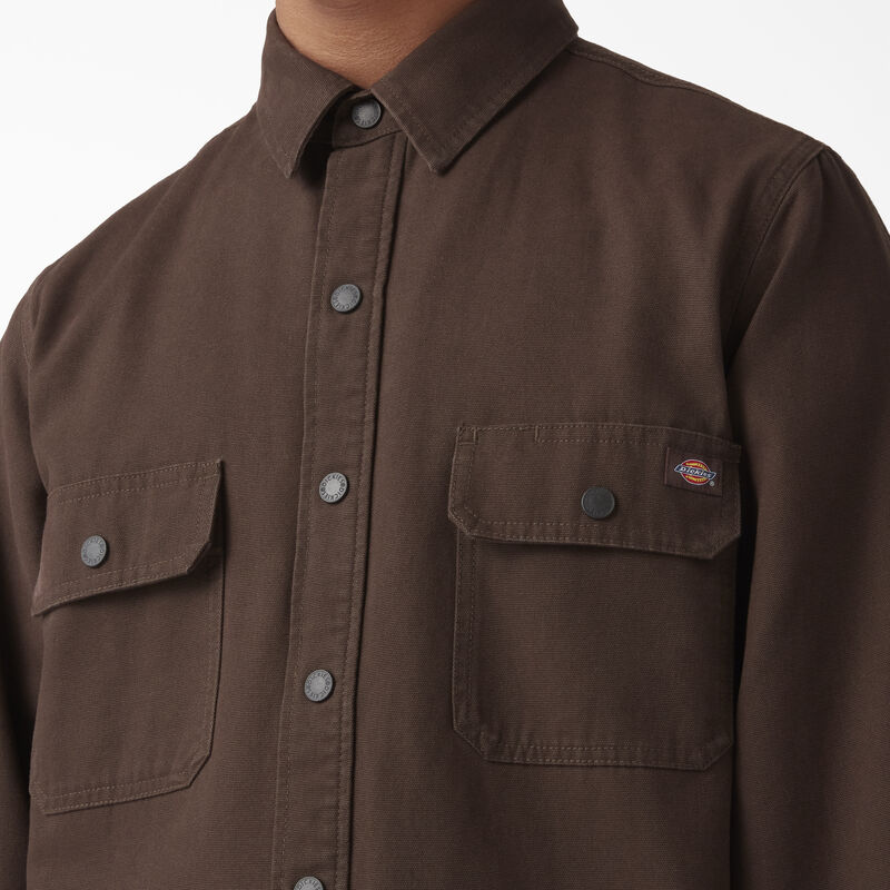 Dickies Long Sleeve Flannel-Lined Duck Shirt Chocolate Brown ID-UCu0qf9u