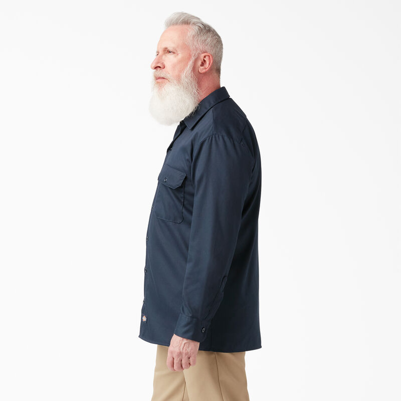 Dickies Relaxed Fit Long Sleeve Work Shirt Dark Navy ID-V2sLD5dh