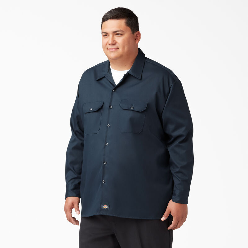 Dickies Relaxed Fit Long Sleeve Work Shirt Dark Navy ID-V2sLD5dh
