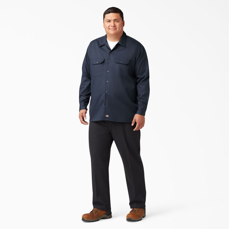 Dickies Relaxed Fit Long Sleeve Work Shirt Dark Navy ID-V2sLD5dh