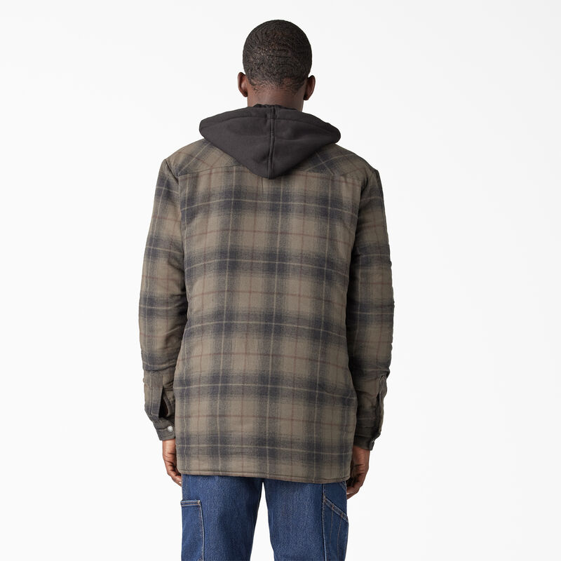 Dickies Water Repellent Flannel Hooded Shirt Jacket Moss/Chocolate Ombre Plaid ID-VGJIeEaM