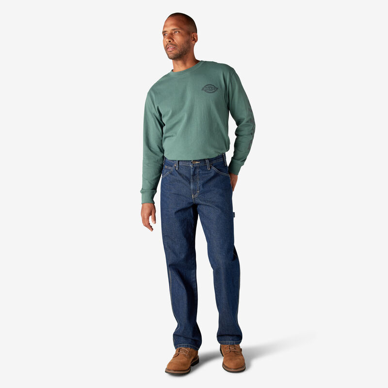 Dickies Relaxed Fit Heavyweight Carpenter Jeans Rinsed Indigo Blue ID-VPykHnqG