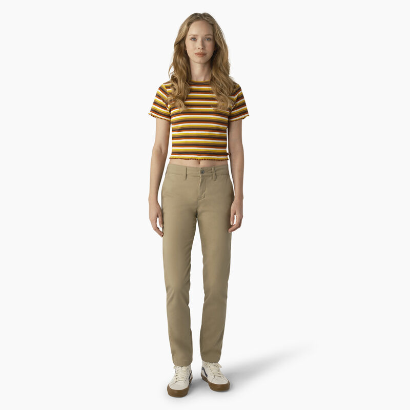 Dickies Striped Cropped Baby T-Shirt Ginger Honey Baby Stripe ID-VRHCzOSM