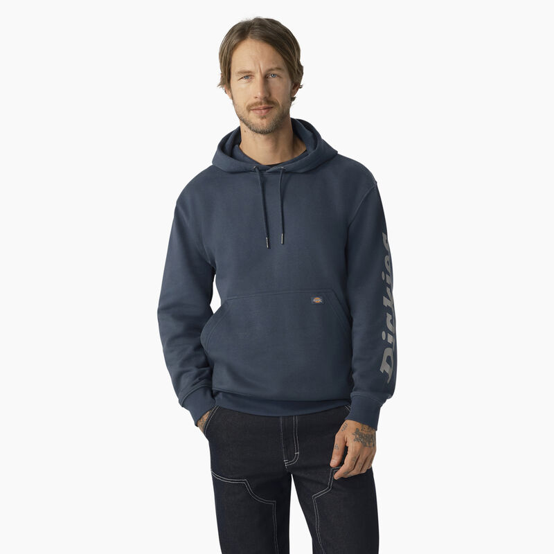 Dickies Water Repellent Logo Sleeve Hoodie Airforce Blue ID-VSr3IUuD