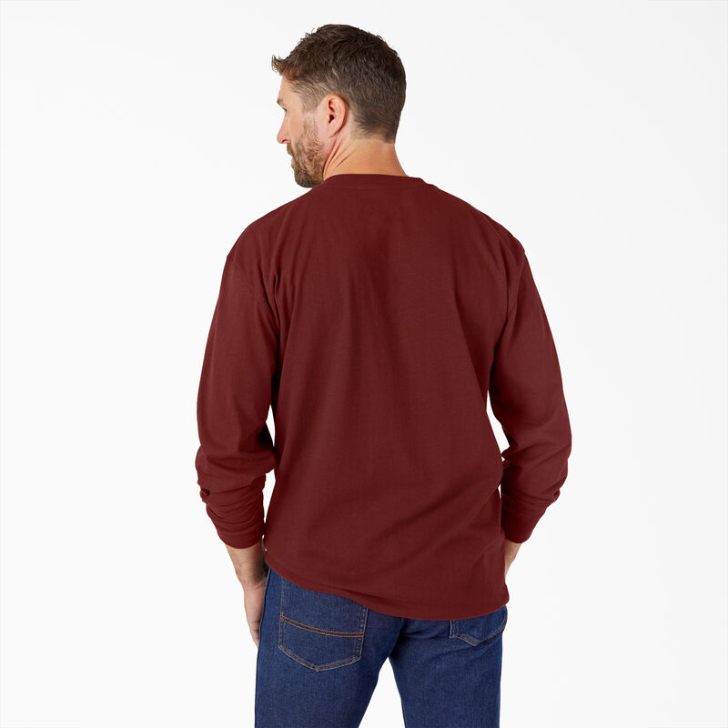 Dickies Heavyweight Long Sleeve Henley T-Shirt Madder Brown ID-VXvQcVGe