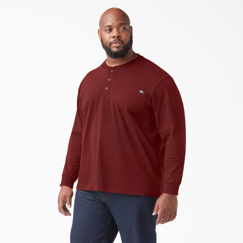 Dickies Heavyweight Long Sleeve Henley T-Shirt Madder Brown ID-VXvQcVGe