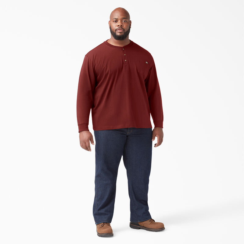 Dickies Heavyweight Long Sleeve Henley T-Shirt Madder Brown ID-VXvQcVGe