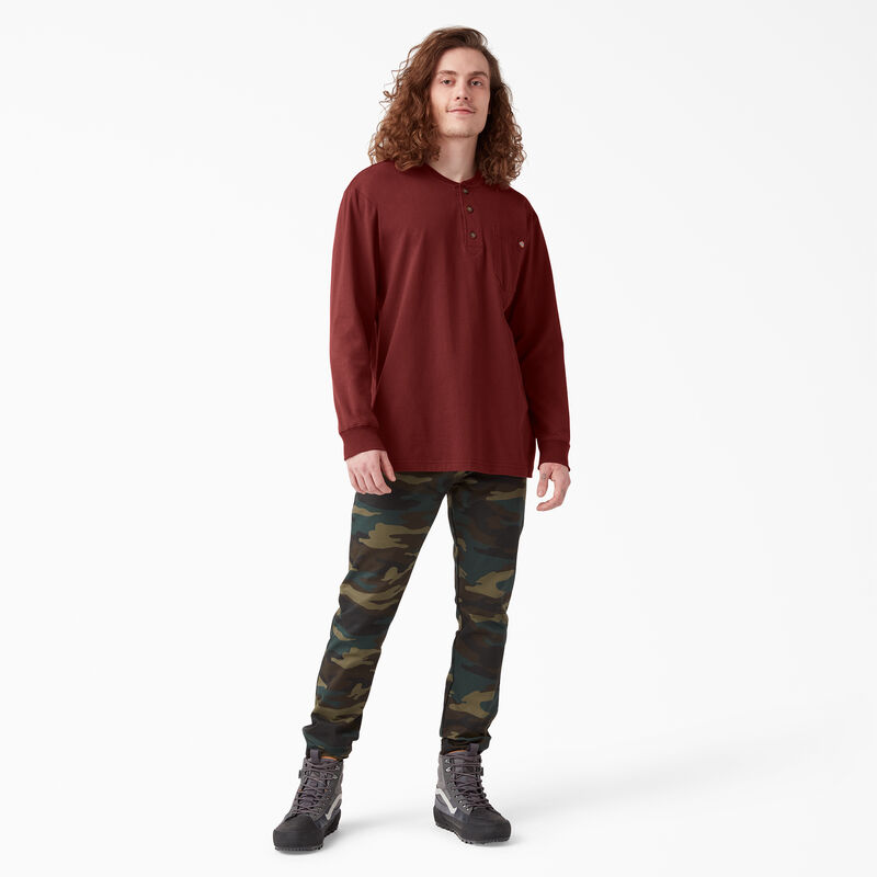 Dickies Heavyweight Long Sleeve Henley T-Shirt Madder Brown ID-VXvQcVGe