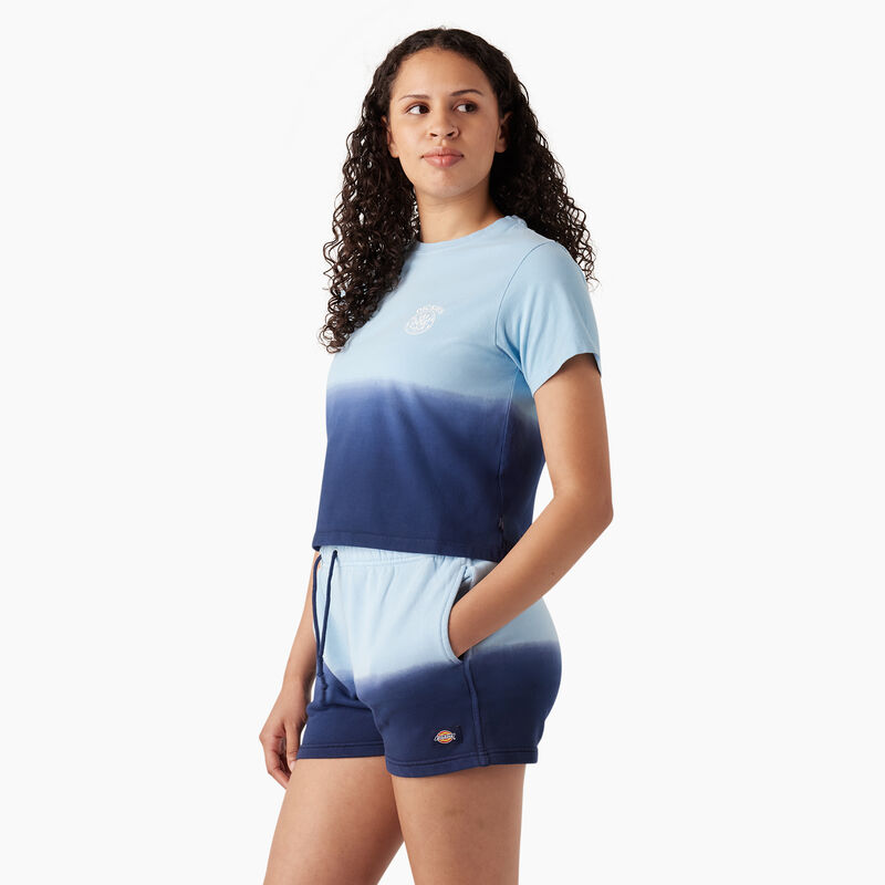 Dickies Ombre Cropped T-Shirt Sky Blue/Ink Navy Dip Dye ID-VehkgtrK
