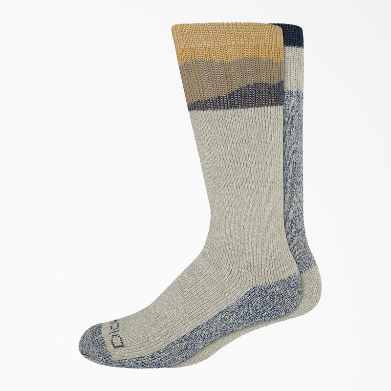 Dickies Heavyweight Charcoal Fiber Crew Socks, Size 6-12, 2-Pack Light Khaki ID-Vq394uGm