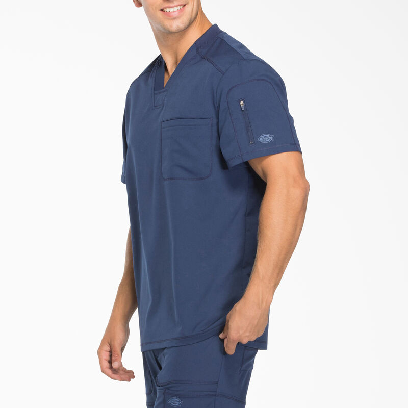 Dickies Men's Dynamix V-Neck Scrub Top with Zip Pocket Navy Blue ID-Wfn1z9Ih