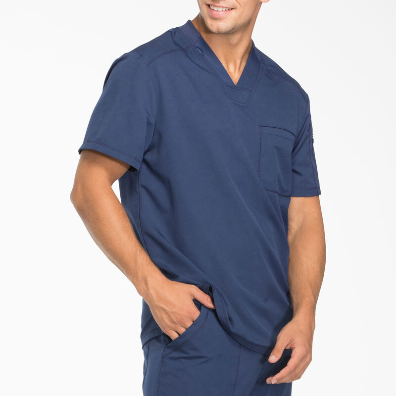 Dickies Men's Dynamix V-Neck Scrub Top with Zip Pocket Navy Blue ID-Wfn1z9Ih