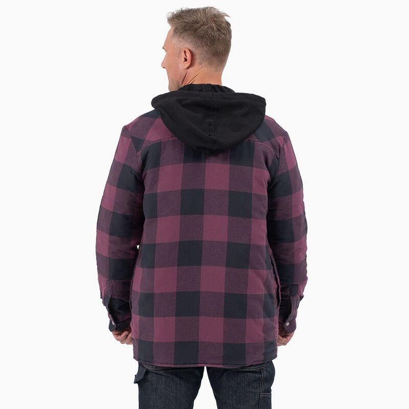 Dickies Flannel Hooded Shirt Jacket Grape Wine Buffalo Plaid ID-Wqx4mS0k