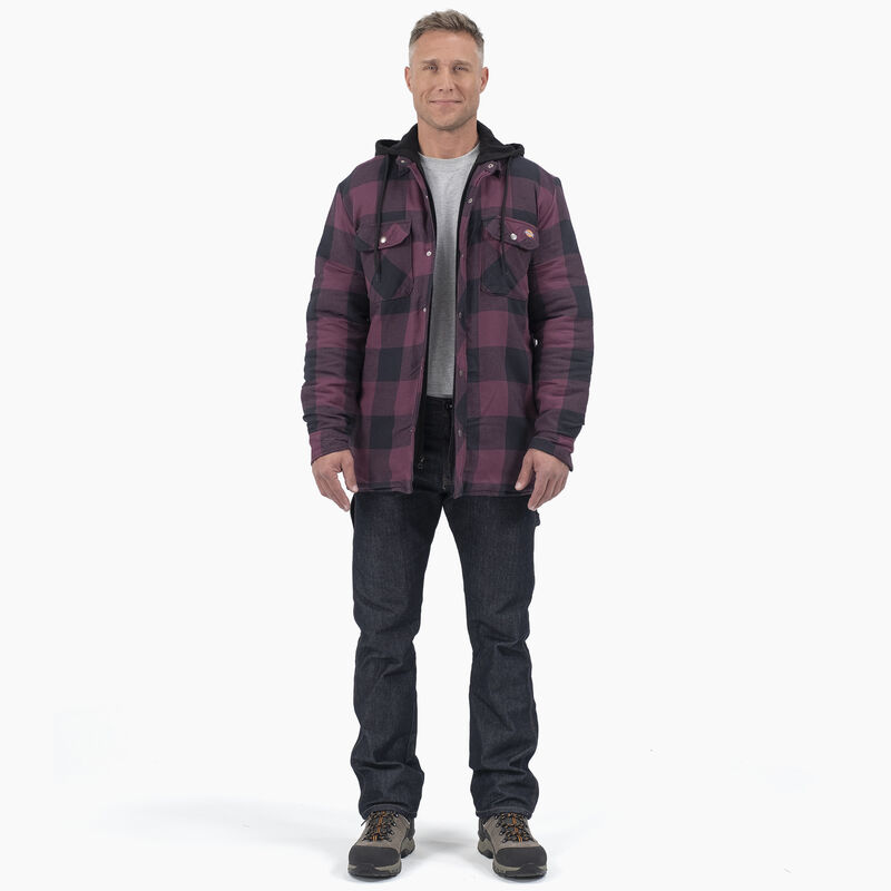 Dickies Flannel Hooded Shirt Jacket Grape Wine Buffalo Plaid ID-Wqx4mS0k
