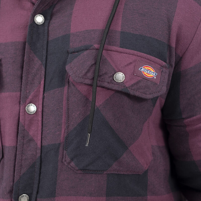 Dickies Flannel Hooded Shirt Jacket Grape Wine Buffalo Plaid ID-Wqx4mS0k