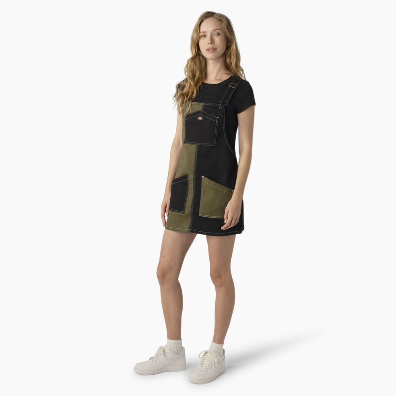 Dickies Regular Fit Colorblock Bib Overall Dress Military/Black Color Block ID-X106g0Sd
