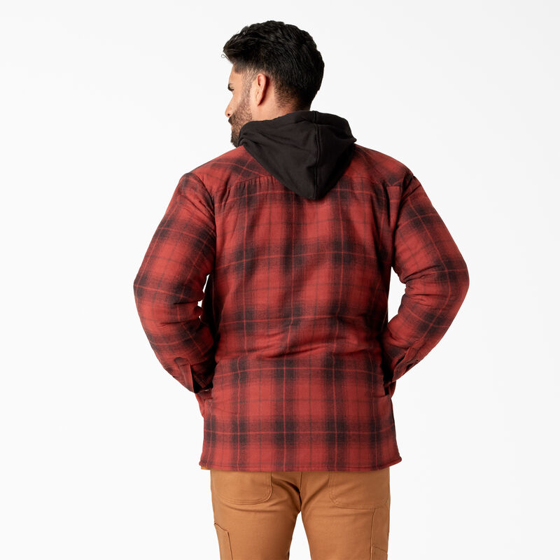 Dickies Water Repellent Flannel Hooded Shirt Jacket Brick/Black Ombre Plaid ID-X2zPVRpz
