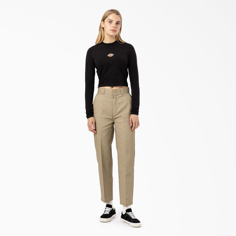 Dickies Maple Valley Logo Long Sleeve Cropped T-Shirt Black ID-X9B9DqRX