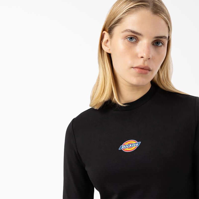 Dickies Maple Valley Logo Long Sleeve Cropped T-Shirt Black ID-X9B9DqRX