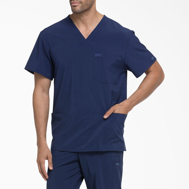 Dickies Men's EDS Essentials V-Neck Scrub Top with Patch Pockets Navy Blue ID-XBIBdXZt