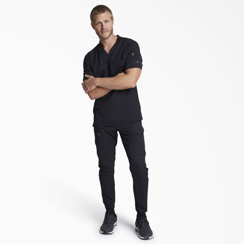 Dickies Men's Dynamix V-Neck Scrub Top with Zip Pocket Black ID-XDyJ8L7g