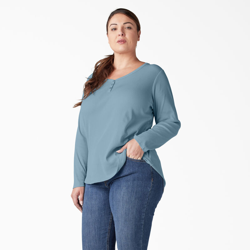 Dickies Plus Henley Long Sleeve Shirt Clear Blue ID-XXjIZA5S