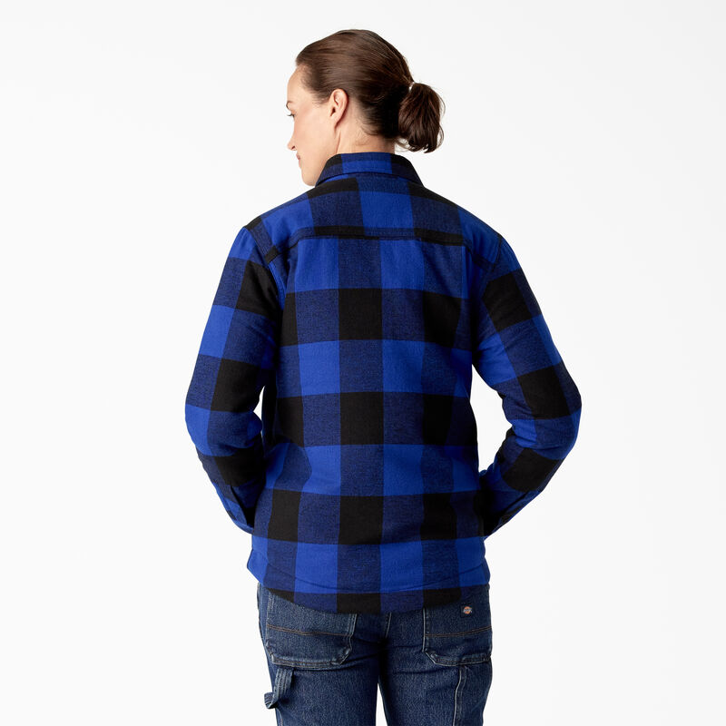Dickies Flannel High Pile Fleece Lined Chore Coat Surf Blue/Black Buffalo Plaid ID-Y70XdnIR