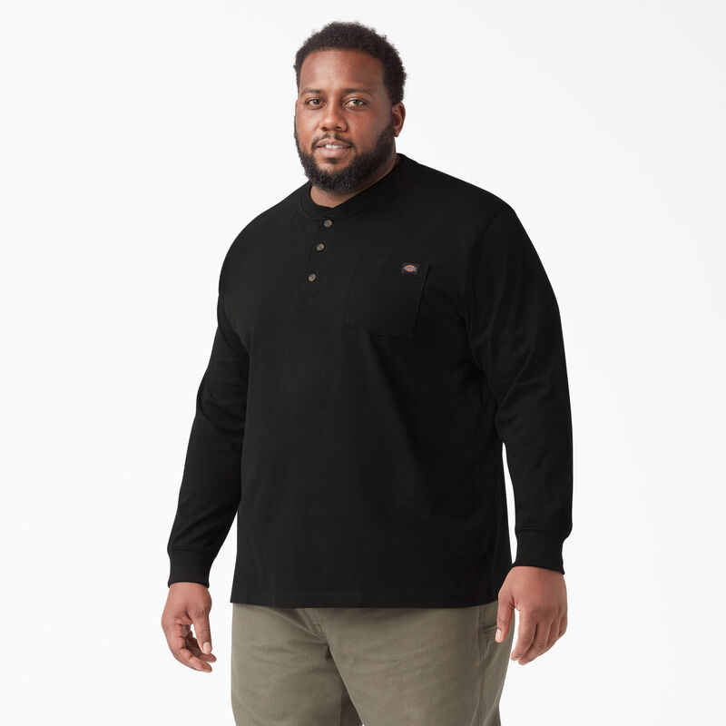 Dickies Heavyweight Long Sleeve Henley T-Shirt Black ID-Y8GzDebC