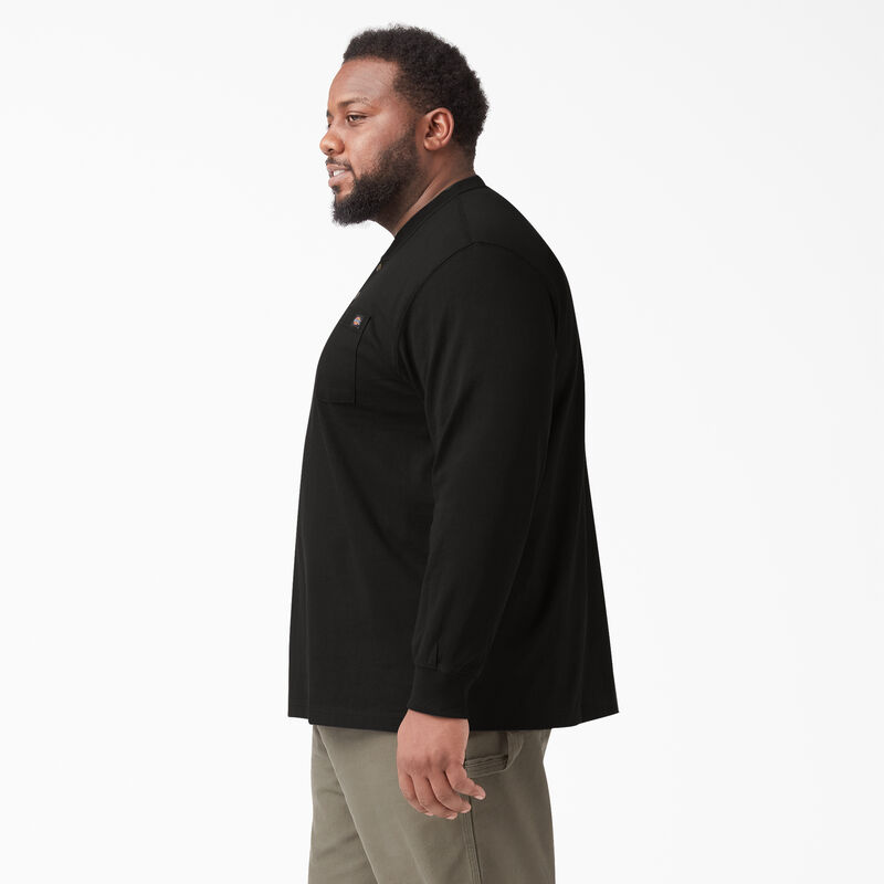 Dickies Heavyweight Long Sleeve Henley T-Shirt Black ID-Y8GzDebC