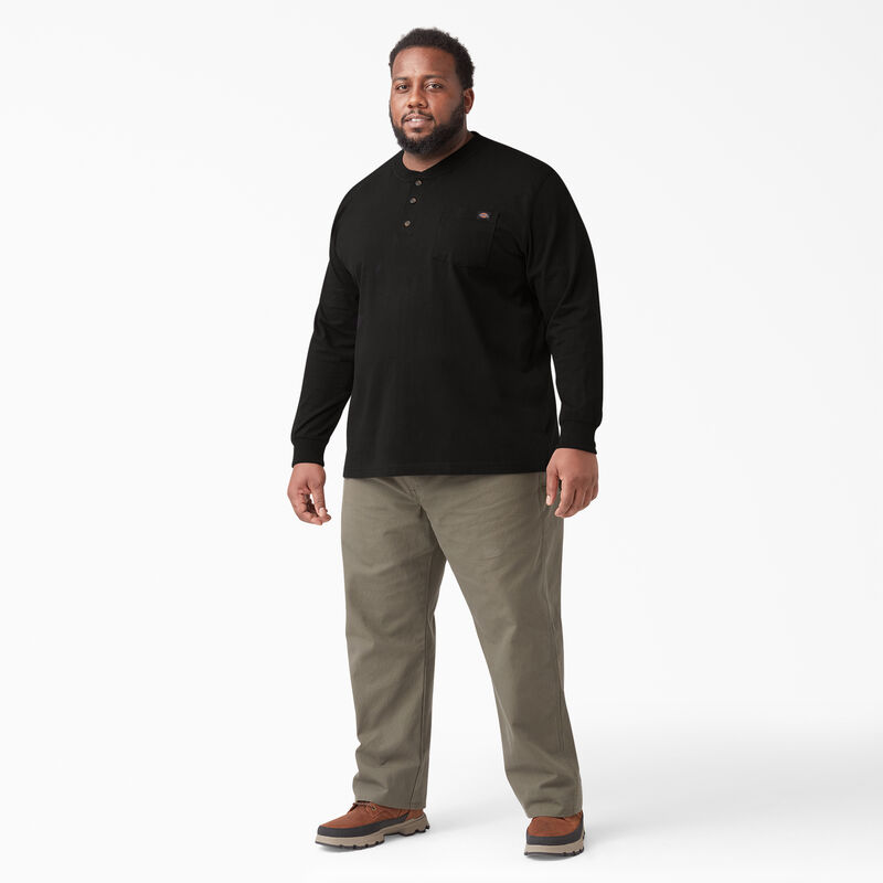 Dickies Heavyweight Long Sleeve Henley T-Shirt Black ID-Y8GzDebC
